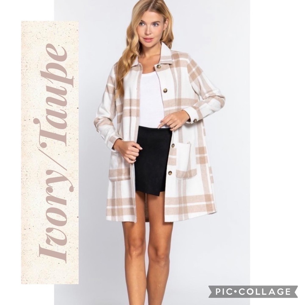 SALE!! Ivory n Tan Plaid Jacket